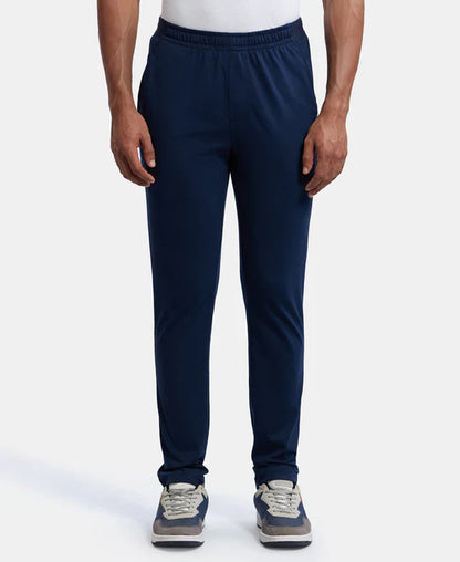Jockey AM49 Men's Super Combed Cotton Rich Slim Fit Trackpants with Side and Zipper Media Pockets