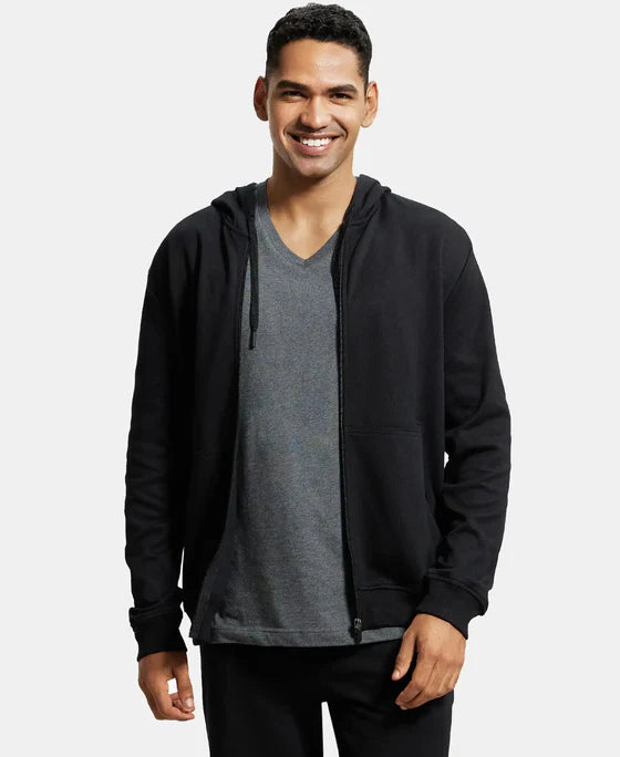Jockey AM61 Men's Super Combed Cotton Rich Pique Fabric Ribbed Cuff Hoodie Jacket