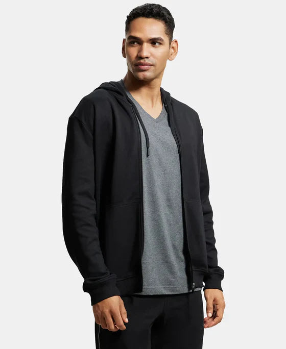 Jockey AM61 Men's Super Combed Cotton Rich Pique Fabric Ribbed Cuff Hoodie Jacket