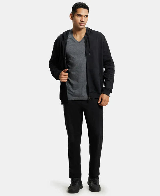 Jockey AM61 Men's Super Combed Cotton Rich Pique Fabric Ribbed Cuff Hoodie Jacket