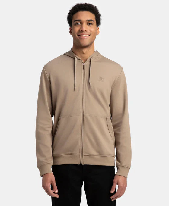 Jockey AM61 Men's Super Combed Cotton Rich Pique Fabric Ribbed Cuff Hoodie Jacket