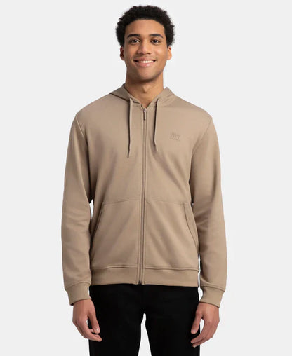 Jockey AM61 Men's Super Combed Cotton Rich Pique Fabric Ribbed Cuff Hoodie Jacket