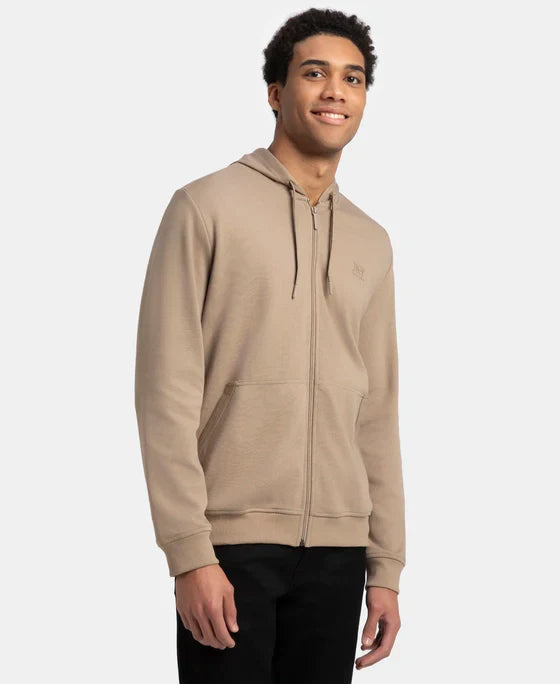 Jockey AM61 Men's Super Combed Cotton Rich Pique Fabric Ribbed Cuff Hoodie Jacket