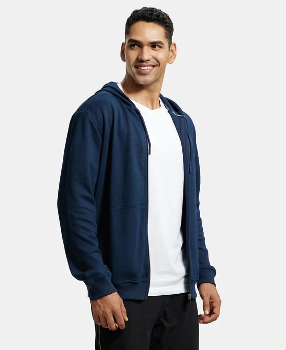 Jockey AM61 Men's Super Combed Cotton Rich Pique Fabric Ribbed Cuff Hoodie Jacket
