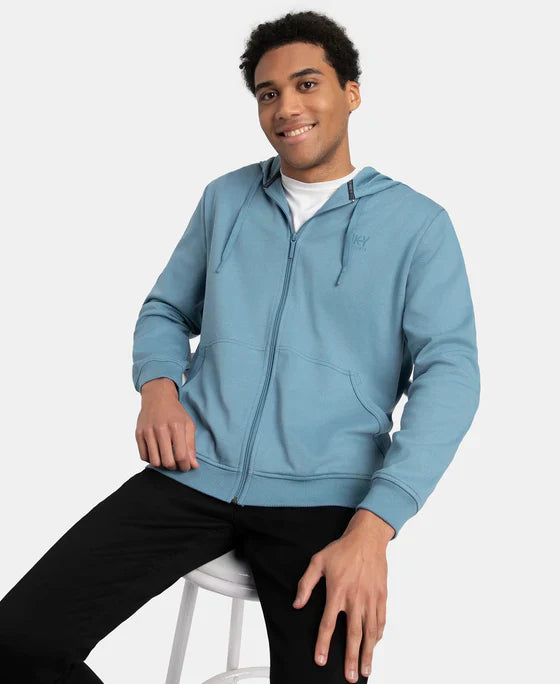 Jockey AM61 Men's Super Combed Cotton Rich Pique Fabric Ribbed Cuff Hoodie Jacket