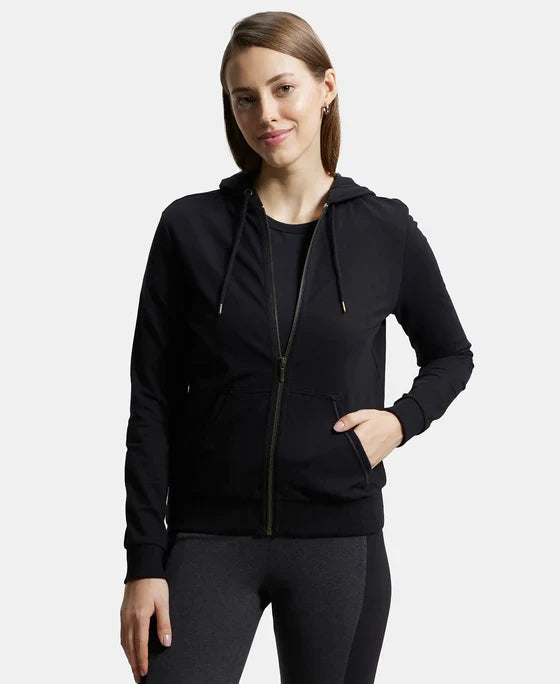 Jockey AW30 Women's Super Combed Cotton French Terry Fabric Hoodie Jacket with Side Pockets