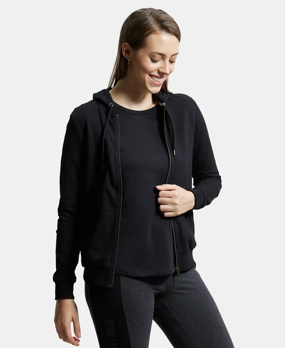 Jockey AW30 Women's Super Combed Cotton French Terry Fabric Hoodie Jacket with Side Pockets