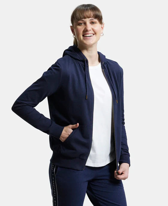 Jockey AW30 Women's Super Combed Cotton French Terry Fabric Hoodie Jacket with Side Pockets