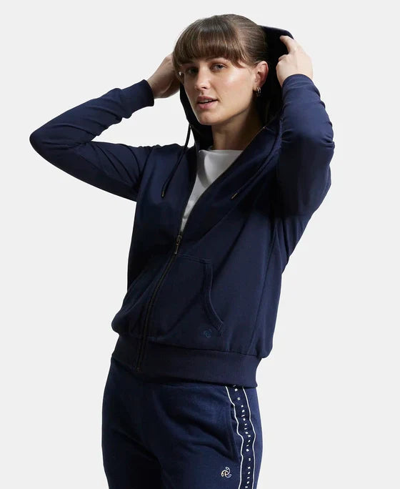 Jockey AW30 Women's Super Combed Cotton French Terry Fabric Hoodie Jacket with Side Pockets