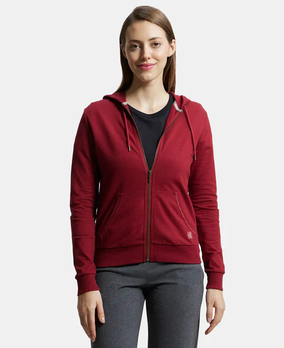 Jockey AW30 Women's Super Combed Cotton French Terry Fabric Hoodie Jacket with Side Pockets