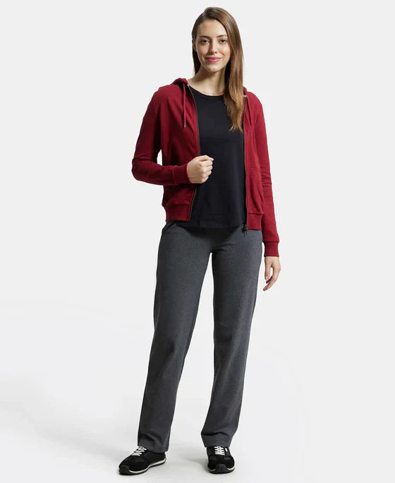 Jockey AW30 Women's Super Combed Cotton French Terry Fabric Hoodie Jacket with Side Pockets