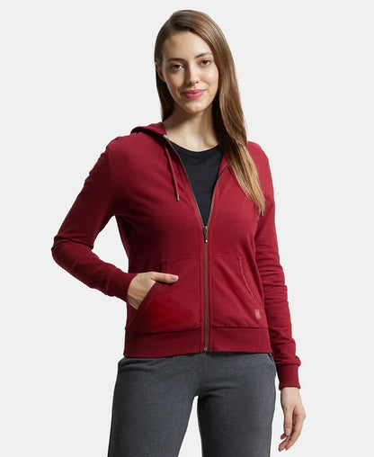 Jockey AW30 Women's Super Combed Cotton French Terry Fabric Hoodie Jacket with Side Pockets