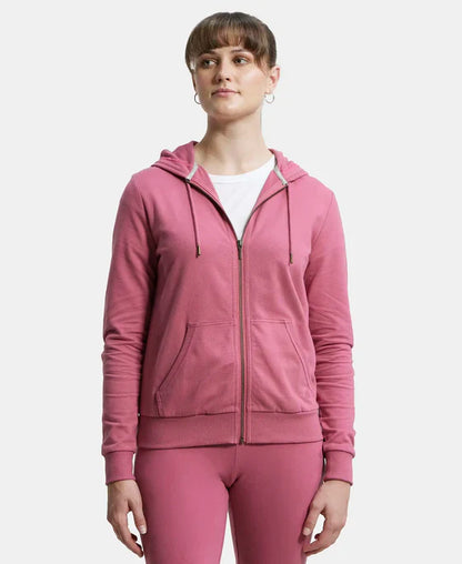 Jockey AW30 Women's Super Combed Cotton French Terry Fabric Hoodie Jacket with Side Pockets