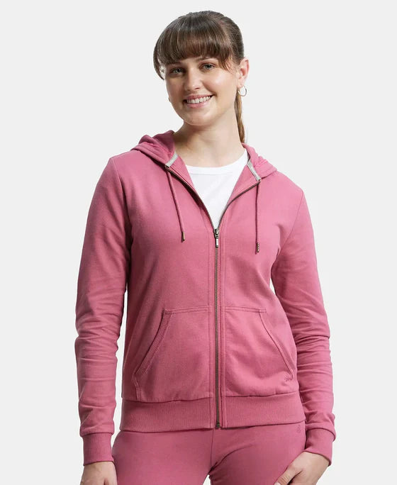 Jockey AW30 Women's Super Combed Cotton French Terry Fabric Hoodie Jacket with Side Pockets