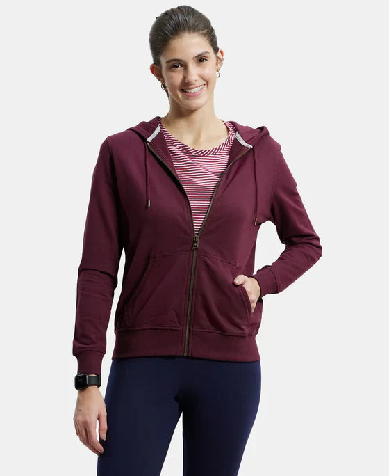 Jockey AW30 Women's Super Combed Cotton French Terry Fabric Hoodie Jacket with Side Pockets