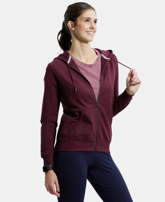 Jockey AW30 Women's Super Combed Cotton French Terry Fabric Hoodie Jacket with Side Pockets