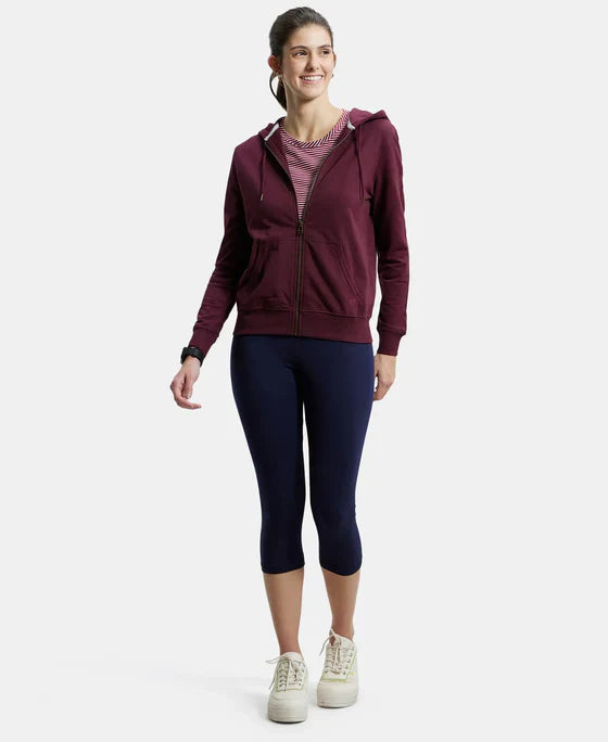 Jockey AW30 Women's Super Combed Cotton French Terry Fabric Hoodie Jacket with Side Pockets