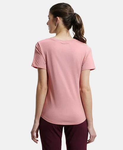 Jockey AW88 Women's Super Combed Cotton Rich Relaxed Fit Solid Curved Hem Styled Half Sleeve T-Shirt