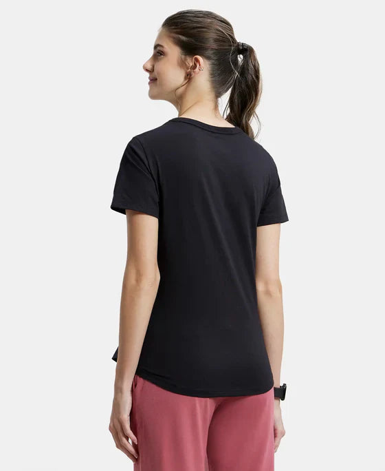 Jockey AW88 Women's Super Combed Cotton Rich Relaxed Fit Solid Curved Hem Styled Half Sleeve T-Shirt