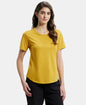 Jockey AW88 Women's Super Combed Cotton Rich Relaxed Fit Solid Curved Hem Styled Half Sleeve T-Shirt