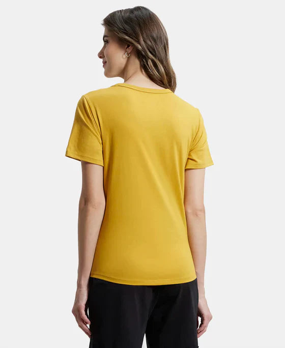 Jockey AW88 Women's Super Combed Cotton Rich Relaxed Fit Solid Curved Hem Styled Half Sleeve T-Shirt