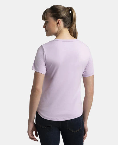 Jockey AW88 Women's Super Combed Cotton Rich Relaxed Fit Solid Curved Hem Styled Half Sleeve T-Shirt