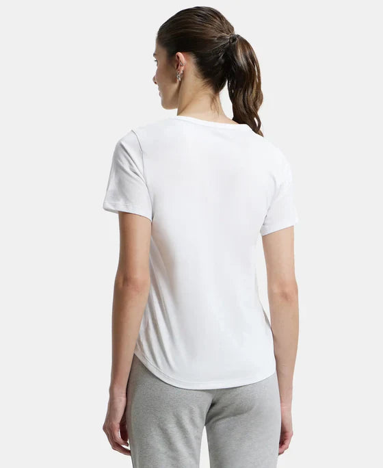 Jockey AW88 Women's Super Combed Cotton Rich Relaxed Fit Solid Curved Hem Styled Half Sleeve T-Shirt