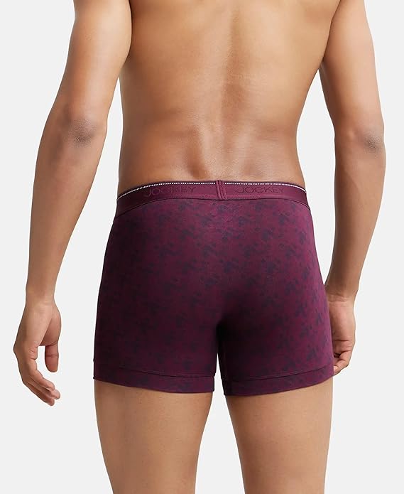 Jockey EL09 Men's Super Combed Cotton Elastane Stretch Printed Trunk with StayFresh Properties