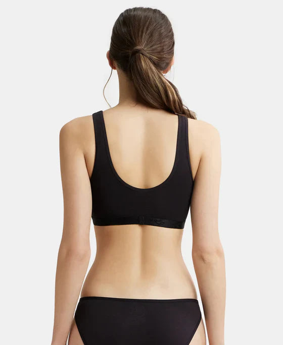 Jockey ES04 Women's Wirefree Padded Super Combed Cotton Elastane Stretch Full Coverage Lounge & Sleep Bra with Removable Pads