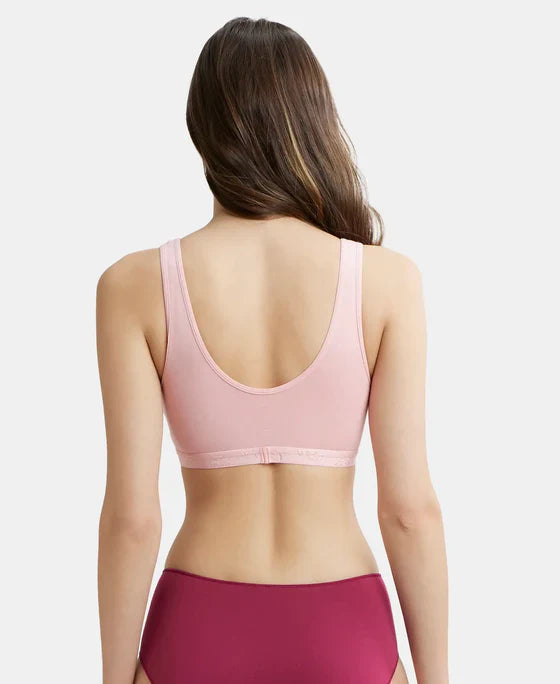 Jockey ES04 Women's Wirefree Padded Super Combed Cotton Elastane Stretch Full Coverage Lounge & Sleep Bra with Removable Pads