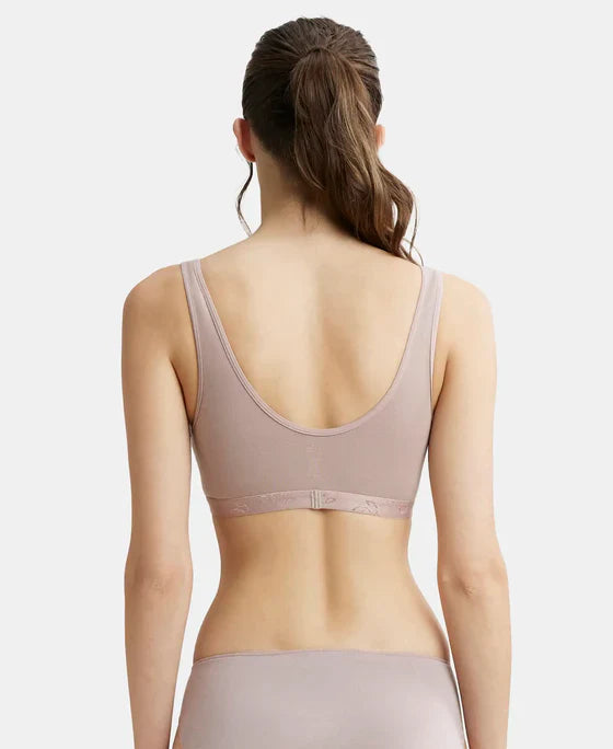 Jockey ES04 Women's Wirefree Padded Super Combed Cotton Elastane Stretch Full Coverage Lounge & Sleep Bra with Removable Pads