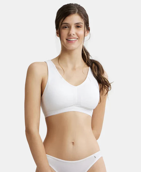 Jockey ES04 Women's Wirefree Padded Super Combed Cotton Elastane Stretch Full Coverage Lounge & Sleep Bra with Removable Pads
