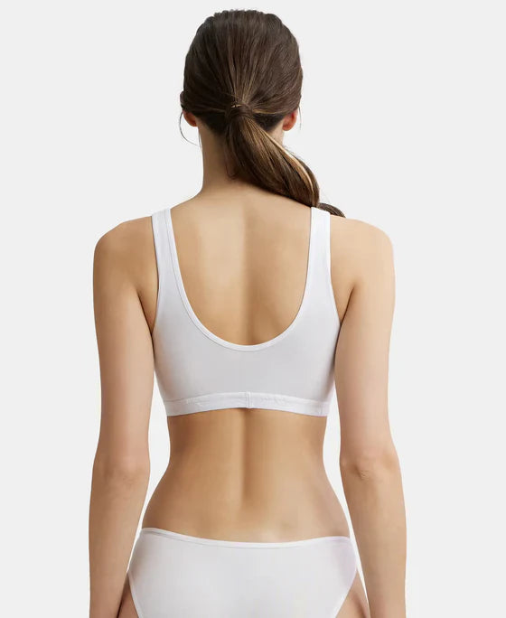 Jockey ES04 Women's Wirefree Padded Super Combed Cotton Elastane Stretch Full Coverage Lounge & Sleep Bra with Removable Pads