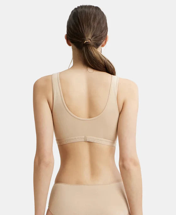 Jockey ES04 Women's Wirefree Padded Super Combed Cotton Elastane Stretch Full Coverage Lounge & Sleep Bra with Removable Pads