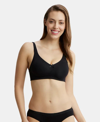 Jockey FE41 Wirefree Non-Padded Super Combed Cotton Elastane Full Coverage Plus Size Everyday Bra with Concealed Shaper Panel and Broad Fabric Straps