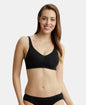 Jockey FE41 Wirefree Non-Padded Super Combed Cotton Elastane Full Coverage Plus Size Everyday Bra with Concealed Shaper Panel and Broad Fabric Straps