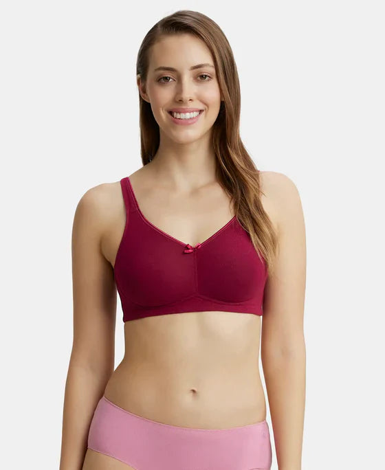 Jockey FE41 Wirefree Non-Padded Super Combed Cotton Elastane Full Coverage Plus Size Everyday Bra with Concealed Shaper Panel and Broad Fabric Straps