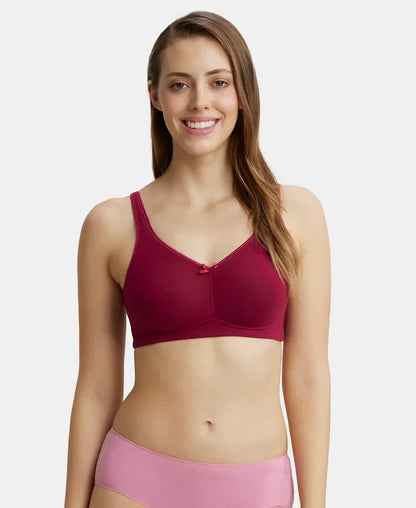 Jockey FE41 Wirefree Non-Padded Super Combed Cotton Elastane Full Coverage Plus Size Everyday Bra with Concealed Shaper Panel and Broad Fabric Straps