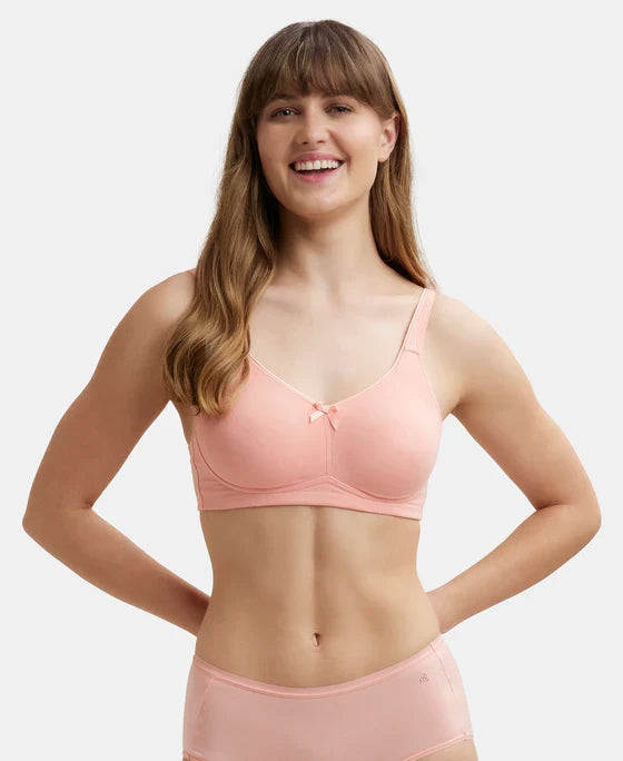 Jockey FE41 Wirefree Non-Padded Super Combed Cotton Elastane Full Coverage Plus Size Everyday Bra with Concealed Shaper Panel and Broad Fabric Straps