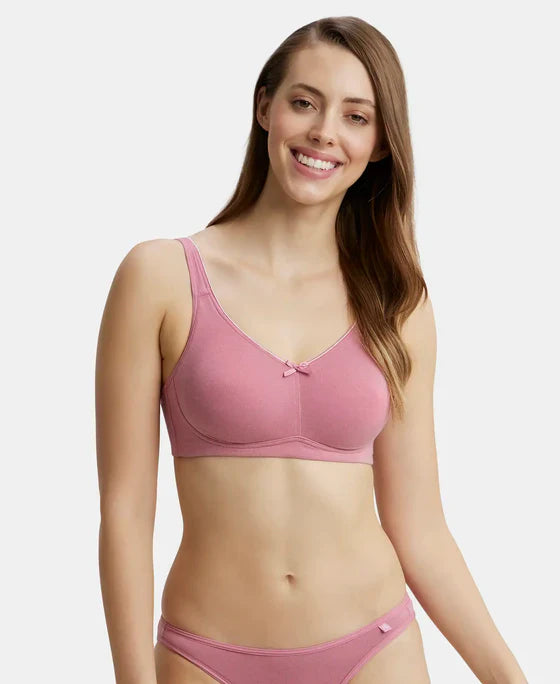 Jockey FE41 Wirefree Non-Padded Super Combed Cotton Elastane Full Coverage Plus Size Everyday Bra with Concealed Shaper Panel and Broad Fabric Straps