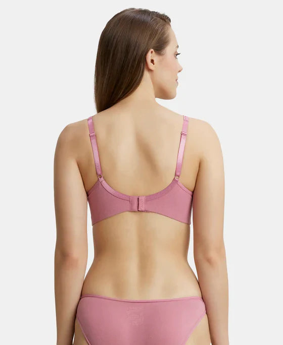 Jockey FE41 Wirefree Non-Padded Super Combed Cotton Elastane Full Coverage Plus Size Everyday Bra with Concealed Shaper Panel and Broad Fabric Straps