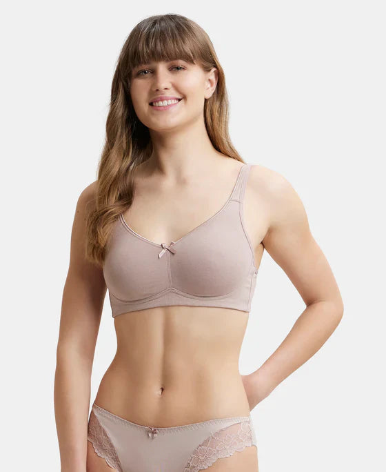 Jockey FE41 Wirefree Non-Padded Super Combed Cotton Elastane Full Coverage Plus Size Everyday Bra with Concealed Shaper Panel and Broad Fabric Straps