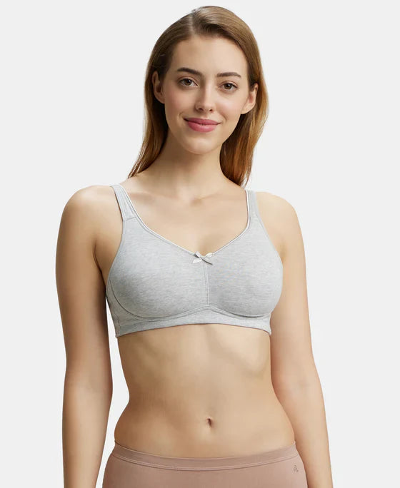 Jockey FE41 Wirefree Non-Padded Super Combed Cotton Elastane Full Coverage Plus Size Everyday Bra with Concealed Shaper Panel and Broad Fabric Straps