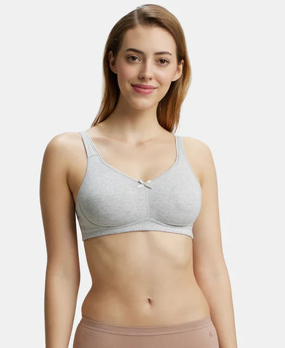 Jockey FE41 Wirefree Non-Padded Super Combed Cotton Elastane Full Coverage Plus Size Everyday Bra with Concealed Shaper Panel and Broad Fabric Straps