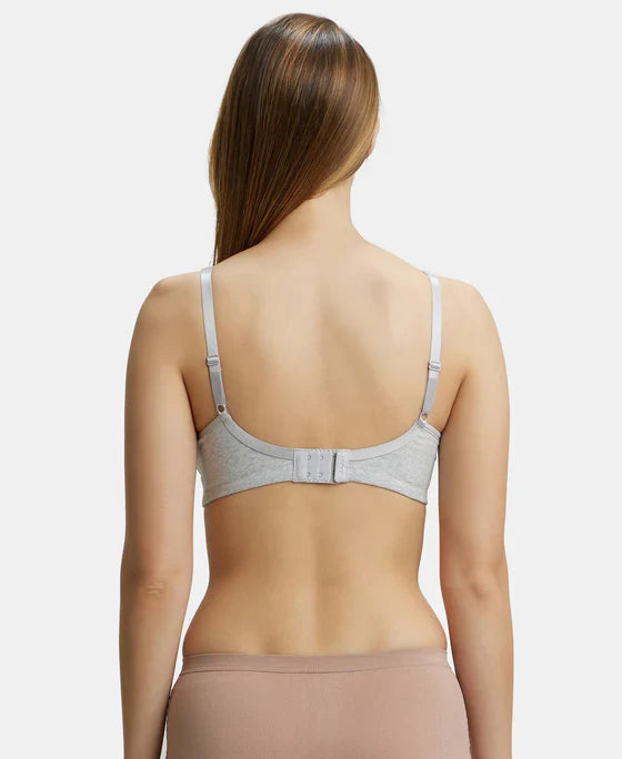 Jockey FE41 Wirefree Non-Padded Super Combed Cotton Elastane Full Coverage Plus Size Everyday Bra with Concealed Shaper Panel and Broad Fabric Straps