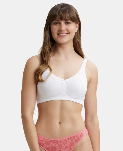 Jockey FE41 Wirefree Non-Padded Super Combed Cotton Elastane Full Coverage Plus Size Everyday Bra with Concealed Shaper Panel and Broad Fabric Straps