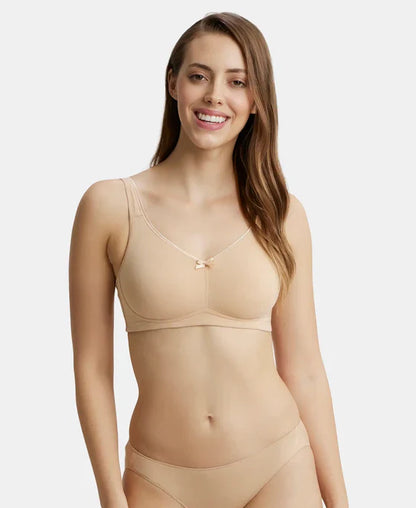 Jockey FE41 Wirefree Non-Padded Super Combed Cotton Elastane Full Coverage Plus Size Everyday Bra with Concealed Shaper Panel and Broad Fabric Straps