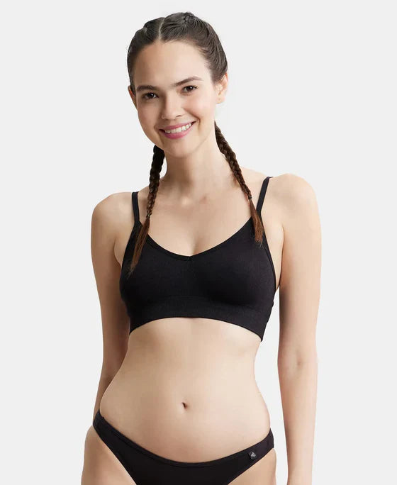 Jockey FE74 Women's Wirefree Seamfree Non-Padded Micro Touch Nylon Elastane Stretch Full Coverage Bra with Optional Cross Back Styling