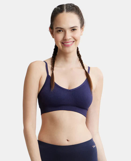 Jockey FE74 Women's Wirefree Seamfree Non-Padded Micro Touch Nylon Elastane Stretch Full Coverage Bra with Optional Cross Back Styling