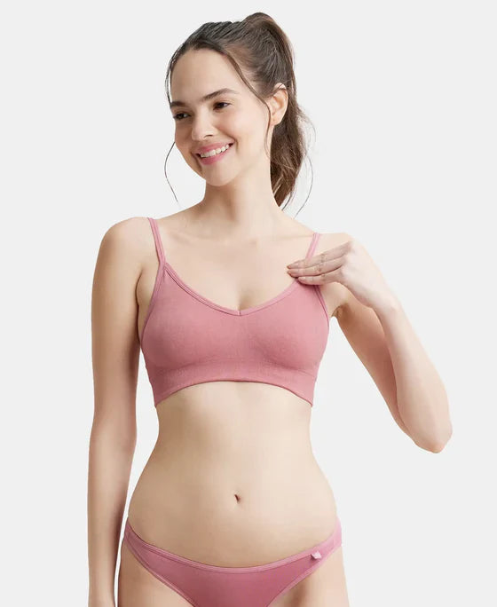 Jockey FE74 Women's Wirefree Seamfree Non-Padded Micro Touch Nylon Elastane Stretch Full Coverage Bra with Optional Cross Back Styling